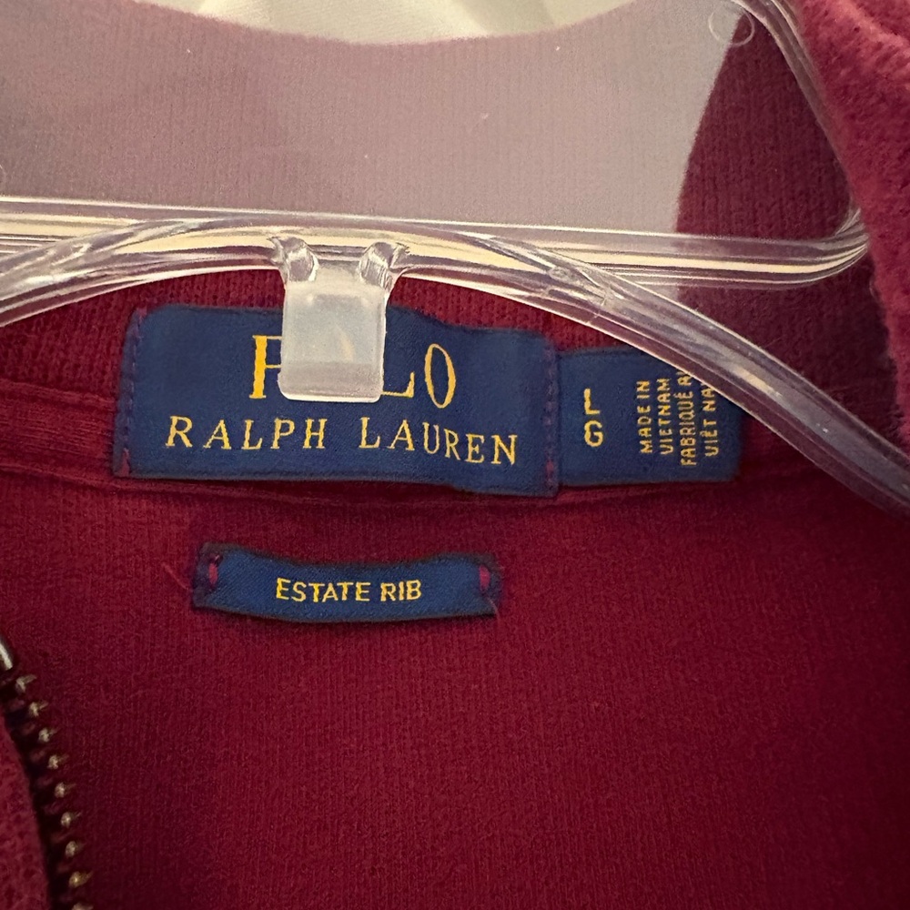 Ralph Lauren Estate Rib 1/4 Zip Deep burgundy cotton Sweater